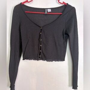 Black Cropped Lightweight Cardigan